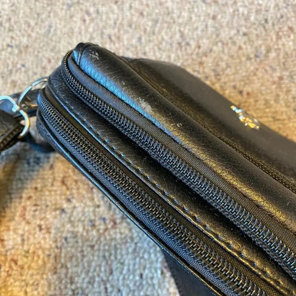 VTG Y2K XMPolo Black Faux Leather Crossbody Mini Purse Wallet Adjustable Strap - Picture 6 of 10